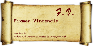 Fixmer Vincencia névjegykártya